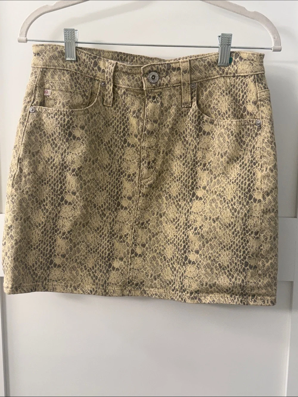 AG Adriano Goldschmied The Vera Snake-Print Mini Skirt